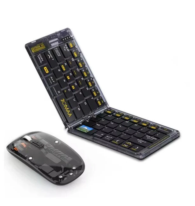 Main image of Transparent Foldable Triple-Mode Wireless Keyboard Portable, Quiet Scissor Keys, Multi-Device for Office/Travel