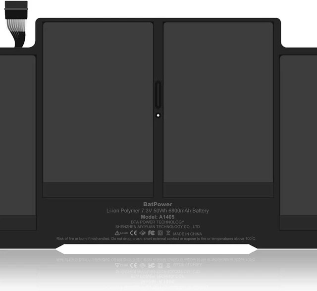 Alt view image 4 of 6 - BatPower A1405 A1377 Replacement Laptop Battery for Apple Mid 2011 Late 2011 MacBook Air 13-inch A1369 EMC 2469 MC965 MC966 BTO CTO MC503 MC504 Battery MacBook Air 13 A1369 Apple A1405 Battery 50Wh