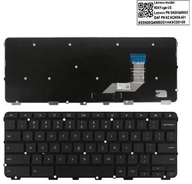Main image of Keyboard for LENOVO CHROMEBOOK 100E N24 N3350 BLACK FRAME BLACK (Win8) US