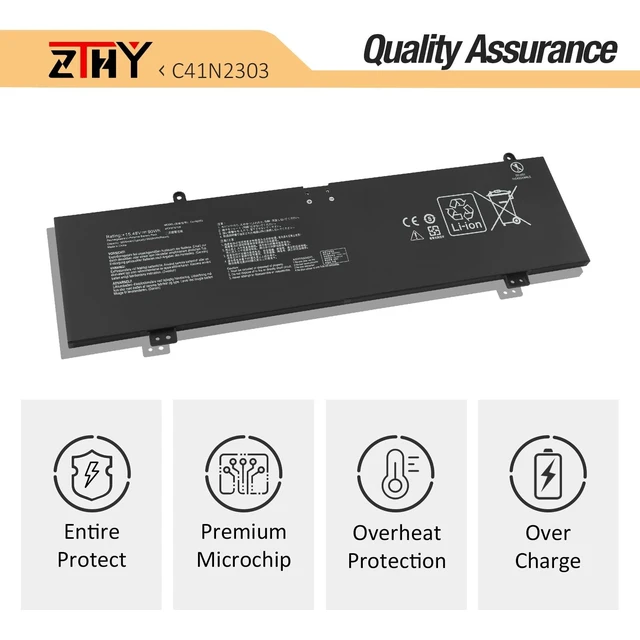 Alt view image 5 of 5 - 90Wh C41N2303 Battery Replacement for Asus ROG Zephyrus G16 GA605 GA605WI GU605 GU605MI GU605MU GU605MV GU605MY GU605MZ TUF Gaming A16 FA608 FA608WI FA608WU FA608WV FA608FM ProArt P16 H7606WI H7606WV