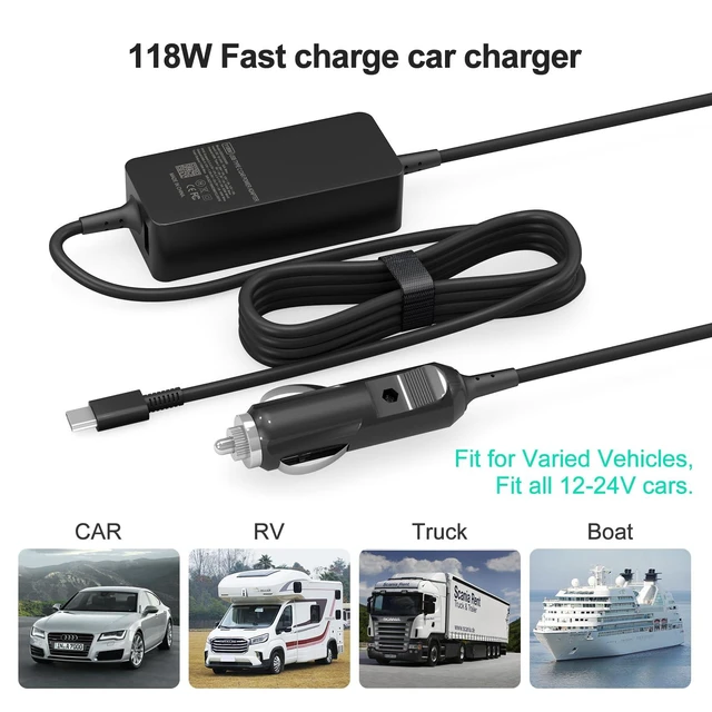 Alt view image 9 of 14 - 100W Car Charger, Laptop Car Charger Compatible with Dell Latitude/Precision/XPS, Compatible with MacBook Pro/Air, Compatible with HP Spectre/Elitebook, Compatible with Samsung DC Adapter