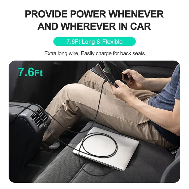 Alt view image 11 of 14 - 100W Car Charger, Laptop Car Charger Compatible with Dell Latitude/Precision/XPS, Compatible with MacBook Pro/Air, Compatible with HP Spectre/Elitebook, Compatible with Samsung DC Adapter