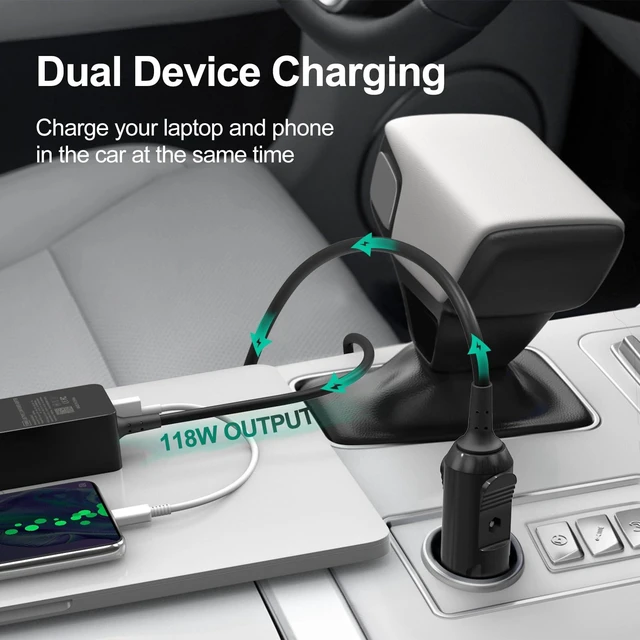 Alt view image 10 of 14 - 100W Car Charger, Laptop Car Charger Compatible with Dell Latitude/Precision/XPS, Compatible with MacBook Pro/Air, Compatible with HP Spectre/Elitebook, Compatible with Samsung DC Adapter