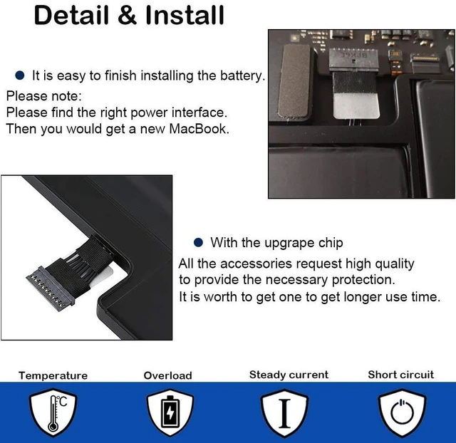 Alt view image 4 of 5 - A1466 Battery MacBook Air Battery Replacement for MacBook Air 13 inch A1466 (Mid 2012, Mid 2013, Early 2014, Early 2015, 2017) A1369(Late 2010,Mid 2011)2nd Version Upgrade Battery A1496 A1405 A1377