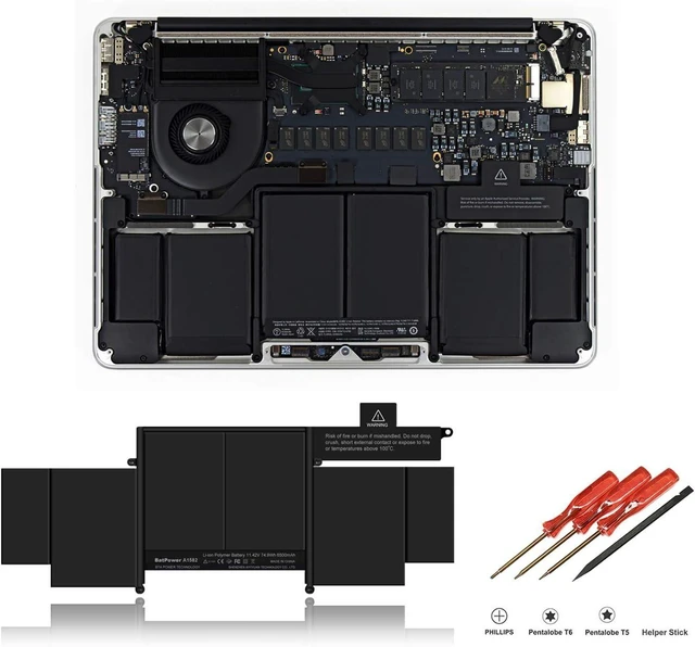 Alt view image 2 of 6 - BatPower A1582 Replacement Laptop Battery for Apple Early 2015 MacBook Pro 13-inch Retina A1502 EMC 2835 Battery MacBook Pro 13" A1502 Apple A1582 Battery 74.9Wh