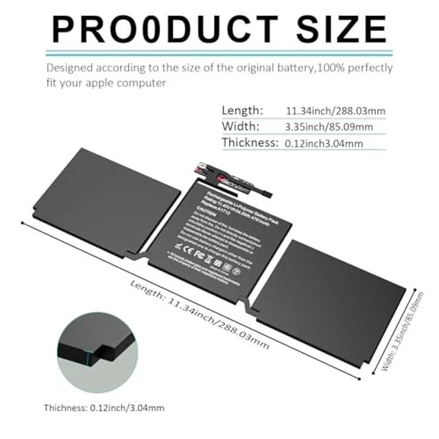 Alt view image 2 of 5 - BNDeluxe A1713 A2171 Laptop Battery Replacement for MacBook Pro A1708 Battery for 13-Zoll A1708(2016,2017) A2159(2019) A2289(2020) A2338(2020,2022)