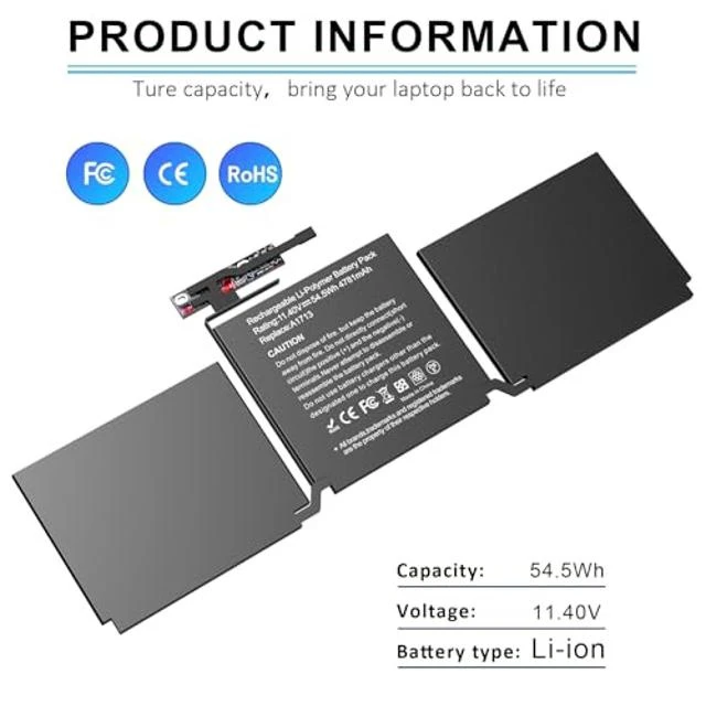 Alt view image 3 of 5 - BNDeluxe A1713 A2171 Laptop Battery Replacement for MacBook Pro A1708 Battery for 13-Zoll A1708(2016,2017) A2159(2019) A2289(2020) A2338(2020,2022)