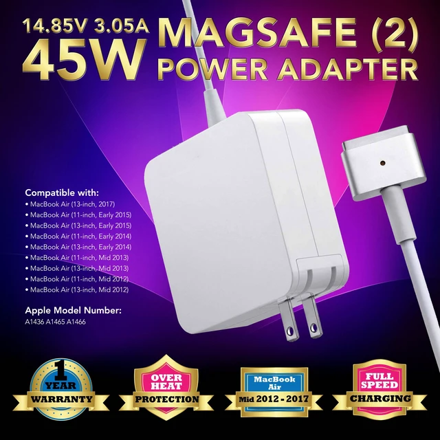 Main image of 45W Charger Power Adapter Cord for 2013 2014 2015 Apple 11" & 13" MacBook Air (ZA-APPLE-45W-MS2)