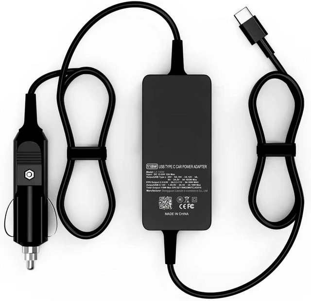 Alt view image 8 of 14 - 100W USB C Laptop Car Charger Compatible with HP Spectre/Elitebook, Lenovo ThinkPad/Yoga/IdeaPad, MacBook pro/air, Dell, Samsung, Asus, Acer - Universal Type C Laptop Power Adapter Cord
