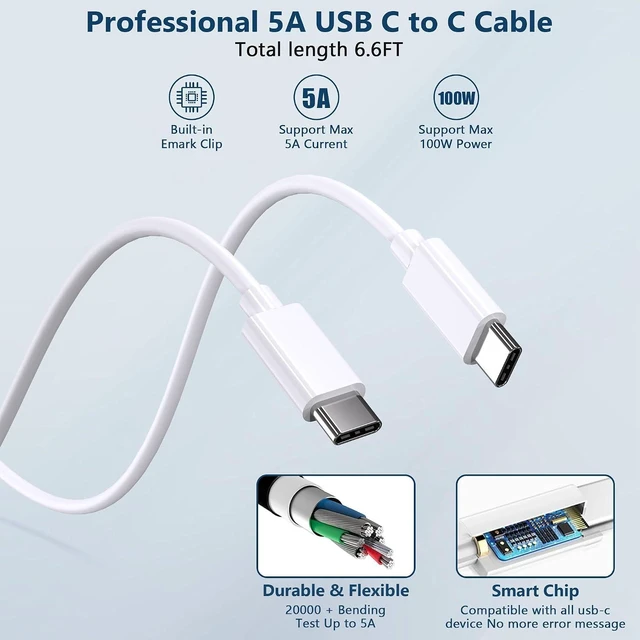 Alt view image 4 of 7 - Mac Book Pro Charger - 100W USB C Charger Power Adapter for USB C MacBook Air 13 Inch MacBook Pro 16 15 14 13 Inch iPad Pro 2021/2020/2019/2018 Fast Charging Type C Travel Laptop Power Adapter
