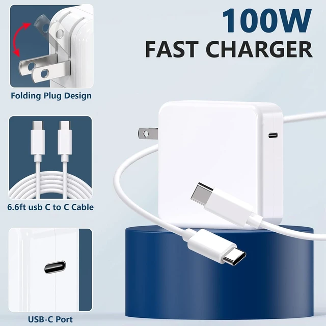 Alt view image 7 of 7 - Mac Book Pro Charger - 100W USB C Charger Power Adapter for USB C MacBook Air 13 Inch MacBook Pro 16 15 14 13 Inch iPad Pro 2021/2020/2019/2018 Fast Charging Type C Travel Laptop Power Adapter