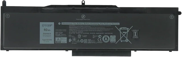 Main image of VG93N Laptop Battery 92Wh 7666mAh 6-Cell 11.4V Compatible with Dell Latitude 5580 5590 5591 E5580 E5590 E5591 / Dell Precision 3520 3530 M3520 M3530 Series 0VG93N WFWKK 0WFWKK