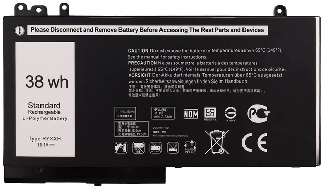 Main image of Vvsialeek New RYXXH 38Wh Replacement Battery Compatible with Latitude 12 5000 E5250 (P25S001) Latitude E5450 Latitude 11 3150 3160 Series Notebook 9P4D2 YD8XC 5TFCY VVXTW VY9ND R5MD0