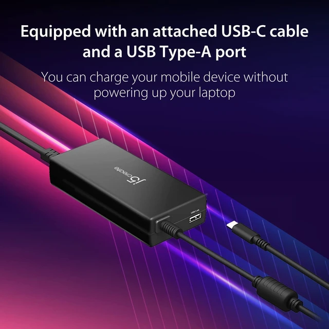 Alt view image 3 of 5 - j5create USB Type C PD 100W Fast Charger for MacBook Pro, Chromebook, Laptop, Notebook, Tablet, Android, and iOS Smartphones (JUP2290)