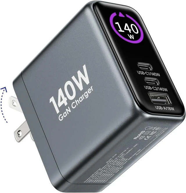 Main image of 140W USB C Charger Laptop Charger 140 Watt MAX GaN PD3.1 PPS Power Adapter Multi Devices Fast Charging Wall Charger for MacBook Chromebook iPad iPhone 16/17 Touch Control LCD
