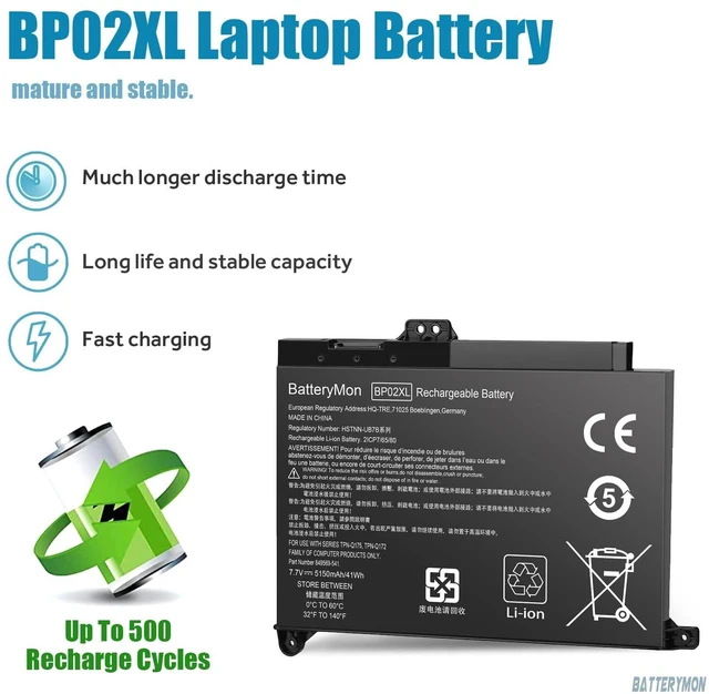 Alt view image 2 of 5 - 849909-850 BP02XL Battery Compatible with HP Pavilion 15-AU 15T-AU 15-au010wm 15-au018wm 15-au020wm 15-au030wm, Pavilion 15-AW 15-aw100 15-aw002nv 15-aw007cy 15-aw010na 15-aw022nd 15-aw053nr Laptop