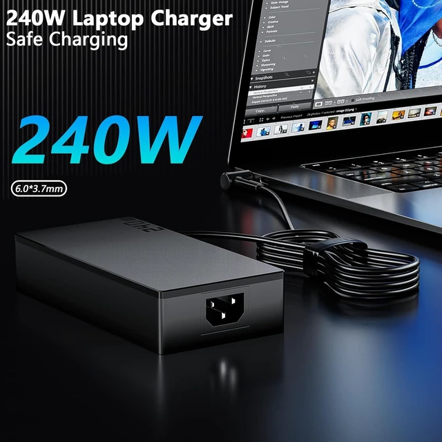 Alt view image 7 of 7 - 240W Laptop Charger Fits for Asus ProArt Studiobook 16 H7604 H7604JV H7604JV-DS96T ADP-240EB B 20V 12A AC Power Adapter
