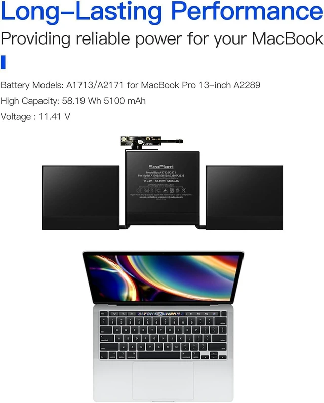 Alt view image 4 of 6 - A2289 Battery Replacement for MacBook Pro 13-inch A2289(2020) A1713/A2171 Battery