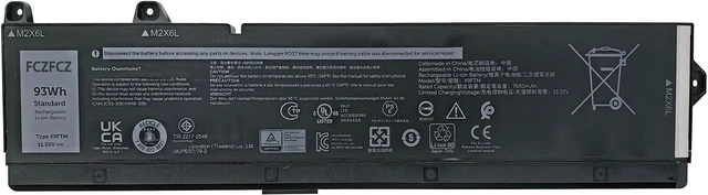 Main image of X9FTM Battery Replacement for Dell Precision 7680 7770 7780 Series V0GMT NYD3W TJDRR XYCW0 NCC3D 0NCC3D Series 97Wh 8070mAh 11.4V 6-Cell