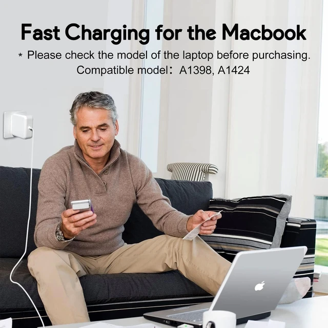 Alt view image 6 of 6 - 85W Mac Book Pro Charger Charger Adapter with Fast Charging Replacement AC 2T-Tip Connector Power Adapter Laptop Charger Compatible with MacBook pro & Air 13 inch-15 inch Retina After Mid 2012