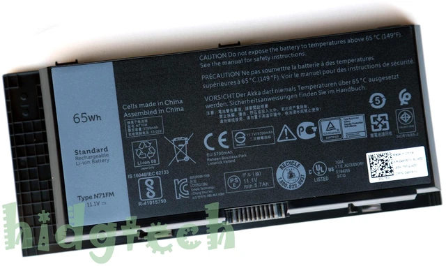 Main image of N71FM New 65Wh Battery for Precision M4600 M4700 M4800 M6600 M6700 M6800 Series 31CR18/65-2