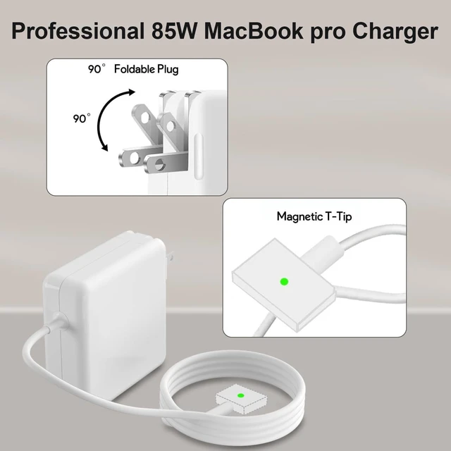 Alt view image 3 of 5 - 85W Mac Book Pro Charger,Charger Adapter with Fast Charging,Replacement AC 2T-Tip Connector Power Adapter,Laptop Charger Compatible with MacBook pro & Air 13 inch-15 inch Retina After Mid 2012