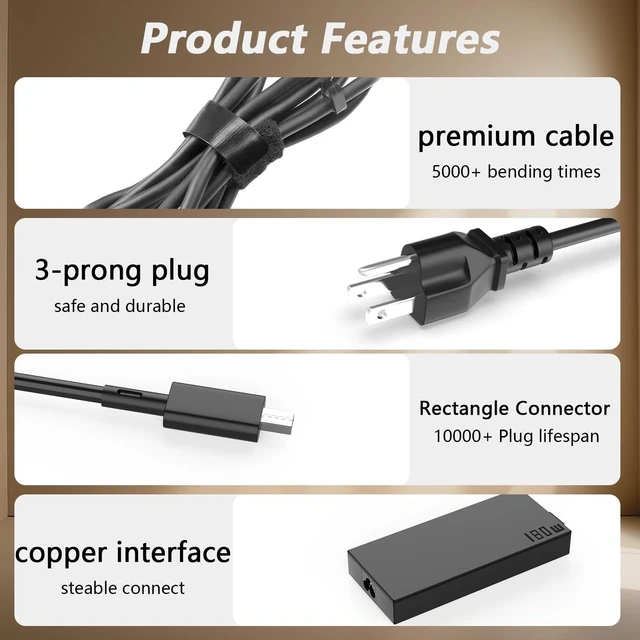 Alt view image 5 of 5 - Hodeay 180W ADP-180TB K Charger Compatible with ASUS ROG Zephyrus G14 2024 GA403UI GA403UV GA403UU G16 GA605 GU605 TUF A14 A16 FA401UV FA401UU FA401WU FA401WV Laptop RTX 4070 RTX 4060 RTX 4050