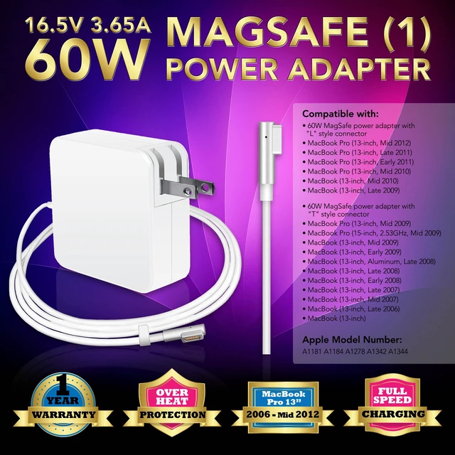 Main image of 60W Power Adapter Supply Charger For Apple Macbook pro 13" A1181 A1184 A1278 (Before Mid 2012 Models)