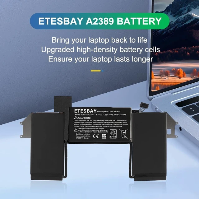 Alt view image 2 of 5 - ETESBAY A2389 A2337 Battery Replacement for MacBook Air 13 Inch A2337 M1 2020 EMC 3598 MGN53LL/A MGN83LL/A MGN63LL/A MGN93LL/A MGND3LL/A MGN73LL/A MGNA3LL/A MGNE3LL/A MVH22LL/A MWTJ2LL/A 11.39V