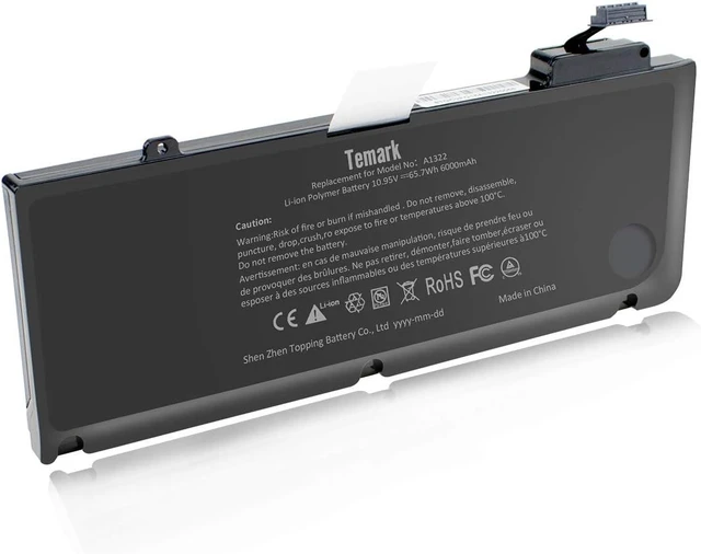 Alt view image 2 of 7 - Temark A1278 Replacement Laptop Battery Model A1322 Compatible with MacBook Pro 13 inch A1278 Mid 2012,Early 2011,Late 2011,Mid 2010 2009 Version