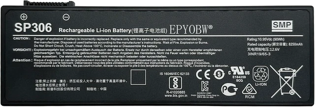 Main image of SP306 Laptop Battery 90Wh 8250mAh 10.95V Compatible with Siemens Simatic Field PG M6 Series 3INR19/65-3