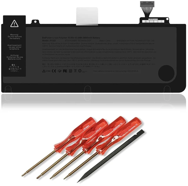 Alt view image 6 of 7 - BatPower A1322 Replacement Laptop Battery for Apple Mid 2009 2010 2012 Early 2011 Late 2011 MacBook Pro 13 A1278 EMC 2326 2351 2419 2554 2555 Battery MacBook Pro 13" A1278 Apple A1322 Battery 63.5Wh