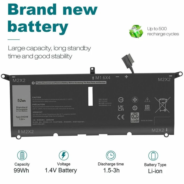 Alt view image 7 of 7 - 52Wh Battery for Dell XPS 13 9370 XPS 13 9380 2019 XPS 13 7390 Inspiron
