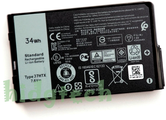 Main image of New J7HTX 34Wh Battery For Latitude 12 7202 7212 Rugged Tablet 7XNTR FH8RW 21CP6/56/77