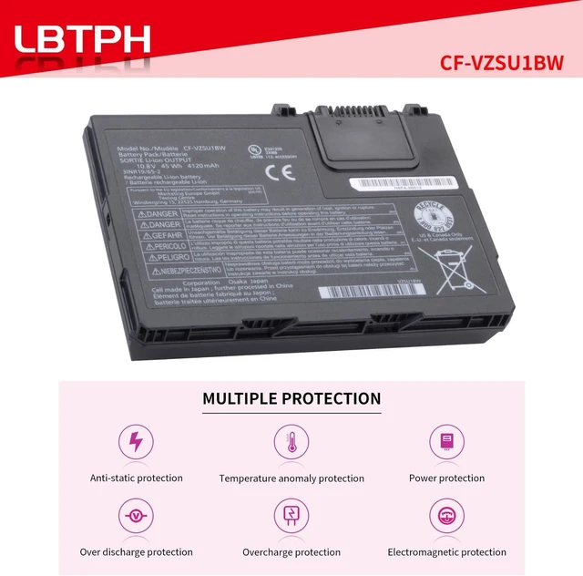Alt view image 5 of 7 - CF-VZSU1BW CF-VZSU1AR CF-VZSU1AW 10.8V 45Wh Laptop Battery Replacement forPanasonic ToughBook CF-33 CF-33mk1 Series