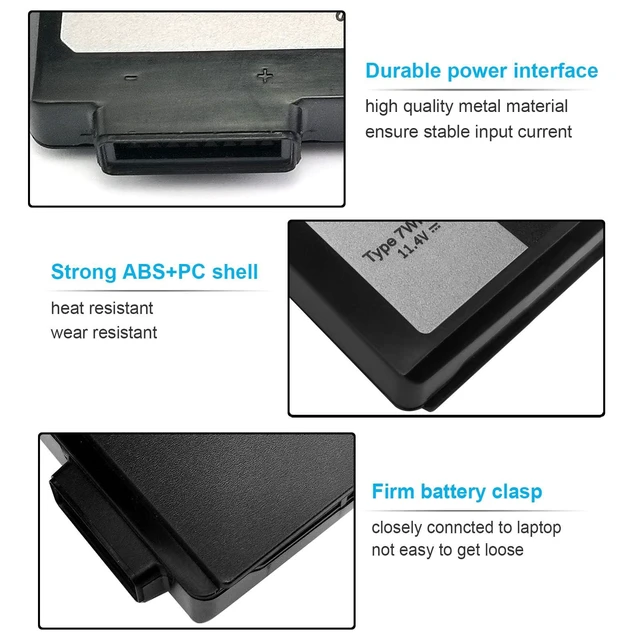 Alt view image 3 of 5 - 51Wh Type 7WNW1 11.4V Laptop Battery Replacement for Dell Latitude 14 5424 Rugged, Latitude 5420 Rugged, Latitude 7424 Rugged Extreme P85G P85G001 P86G P86G001 451-BCHV DMF8C GK3D3 6NNCF DP3KF DMF0C