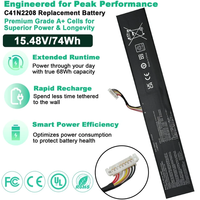 Alt view image 4 of 5 - NBDHBATT C41N2208 Battery Replacement for ASUS ROG Ally NR2301L RC71L PC71L Gaming Handheld PC Series 74Wh 4780mAh 15.48V