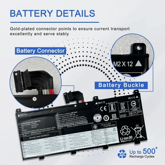 Alt view image 5 of 5 - JOTACT L18M6P9011.25V 90Wh/8000mAh 6-Cell Laptop Battery Compatible with ThinkPad P53 Series Notebook SB10K97664 02DL028 L18C6P90 02DL029
