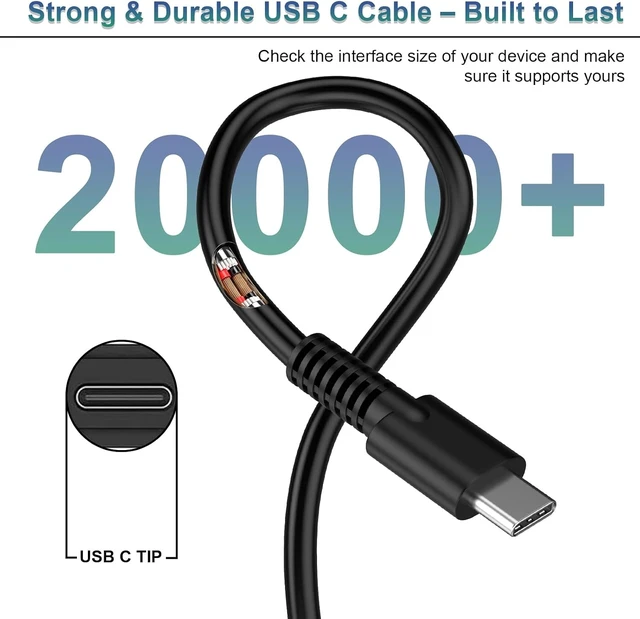Alt view image 3 of 7 - USB C Laptop Charger 100W Fast PD 3.0 Power Adapter with 6.6ft Cable Universal Compatible with Thinkpad HP MacBook and All USB-C Device Travel Friendly CE/FCC/ETL Certified