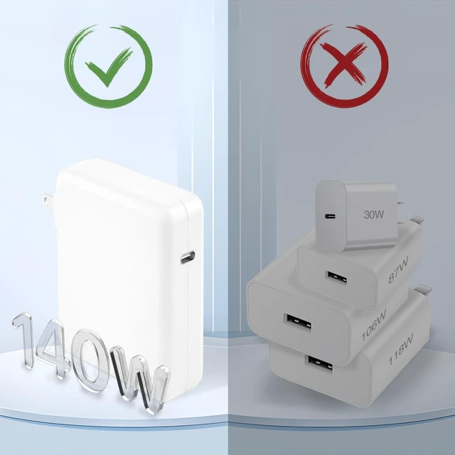Alt view image 13 of 14 - Charger for Mac Book Pro 140W USB-C Power Adapter, Compatible with MacBook Pro 16, 15, 14, 13 Inch, MacBook Air 13 Inch, iPad Pro 2024/2023/2022/2011/2020,M1 M2 M3,Included 6.6ft USB C to C Cable