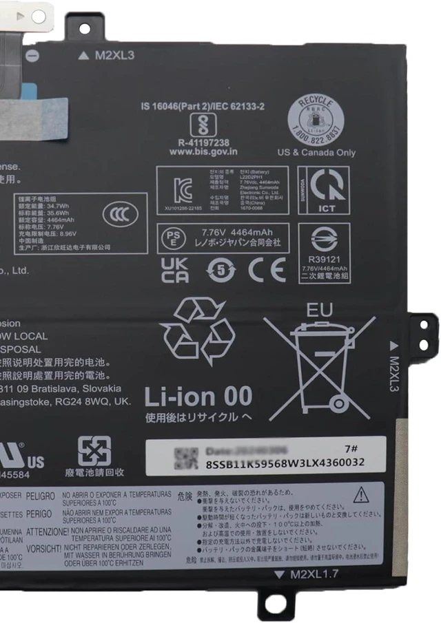 Alt view image 3 of 5 - L22D2PH1 Laptop Battery 35.6Wh 4588mAh 7.76V Compatible with Lenovo IdeaPad Duet 3 11IAN8 Series SB11K59568 5B11K59567 L22B2PH1 SB11K59569 5B11K59566