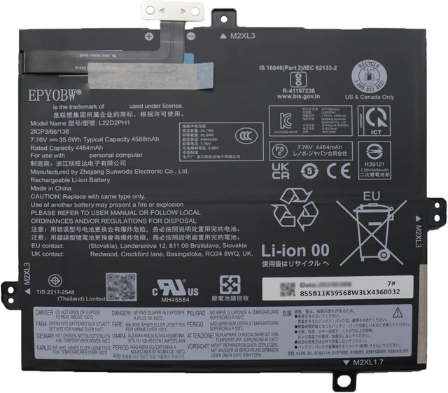 Main image of L22D2PH1 Laptop Battery 35.6Wh 4588mAh 7.76V Compatible with Lenovo IdeaPad Duet 3 11IAN8 Series SB11K59568 5B11K59567 L22B2PH1 SB11K59569 5B11K59566