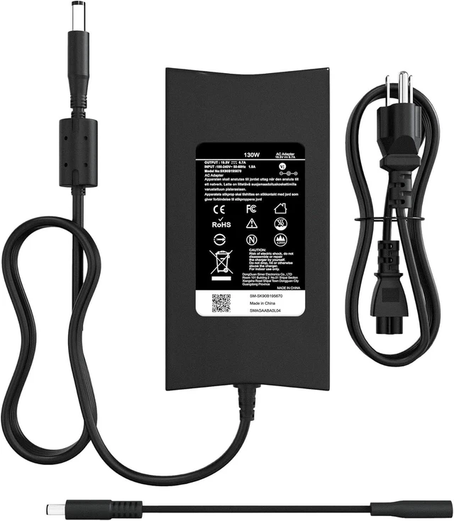 Main image of 130W Laptop Charger for Dell XPS 15 Precision M20 M60 M70 M90 M2400 M4400 M6300 LA130PM121 DA130PE1-00 Inspiron 11 15 7000 7559 N7110 N5110 Vostro 500 1000 1200 1400 AC Adapter Power Cord