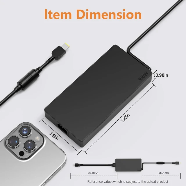 Alt view image 4 of 5 - 300W/245W AC Adapter Compatible with Lenovo Legion Pro 5 5i Gen 10 Intel/AMD RTX 5060/5070 Ti 16ADR1O 16AFR10 16ARX8 16lAX10 16IAX1OH 16IRX10 16IRX9 Power Supply