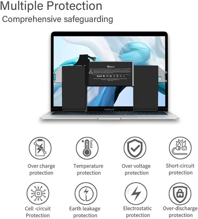 Alt view image 3 of 7 - A1932 A2179 Battery Replacement A1965 Battery for MacBook Air 13 inch Retina A1932 (Year 2018-2019) A2179 (Year 2020) EMC 3184 3302,A1965 Laptop Battery