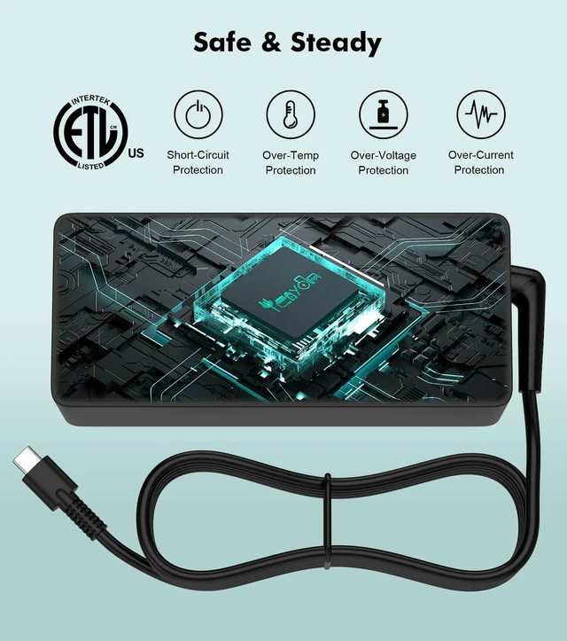 Alt view image 9 of 14 - USB-C-Laptop-Charger - Yenyoh 100W USB C Charger, Fast Charging Compatible with Lenovo ThinkPad HP Asus Acer MacBook MSI Dell Computer Tablet Chargers Adapters Type C Power Cord 90W 65W 45W PD 3.0