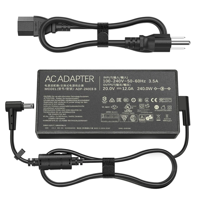 Main image of HHZ 240W Laptop Charger Compatible with Asus ROG Zephyrus G14 G15 M16 G16 S15 S17 Flow X16 Strix Scar 15 20V/12A Adapter TUF Gaming A15 A17 F15 F16 F17 AD240-00E ADP-240EB Power Cord Supply