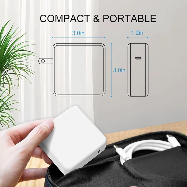Alt view image 2 of 6 - 96W USB C Fast Charger Power Adapter Compatible with New Mac Book Air 13 Inch MacBook Pro 16 2021 2020 2019 2018 Included 6.6ft USB C Cable