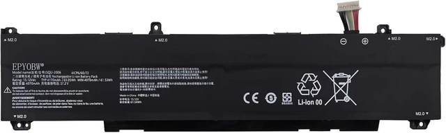 Main image of SQU-2006 Laptop Battery 63.05Wh 4170mAh 4-Cell 15.12V Compatible with Hasee S8D6 Z7D6 Z8D6 / ThundeRobot 911X 911X1 Series 916QA155H 4ICP6/60/72