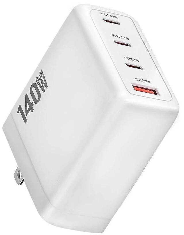 Main image of 140W USB C Charger, 4-Port Foldable Compact Fast Laptop Charger Power Adapter, Advanced GaN Wall Charger, Compatible for MacBook Pro/Air, iPad Pro, iPhone 16, Galaxy S25, Steam Deck, and More (White)